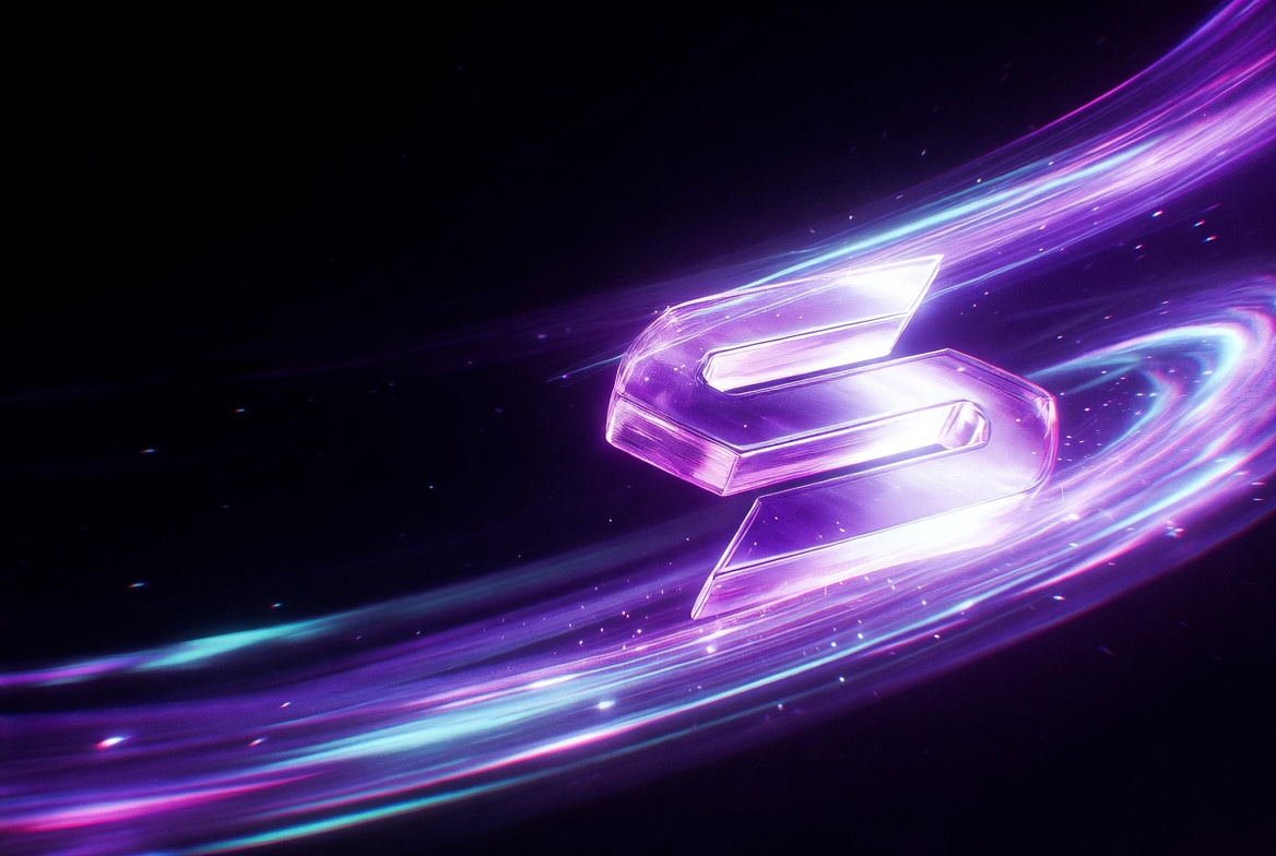 Glowing abstract Solana crystal in deep space